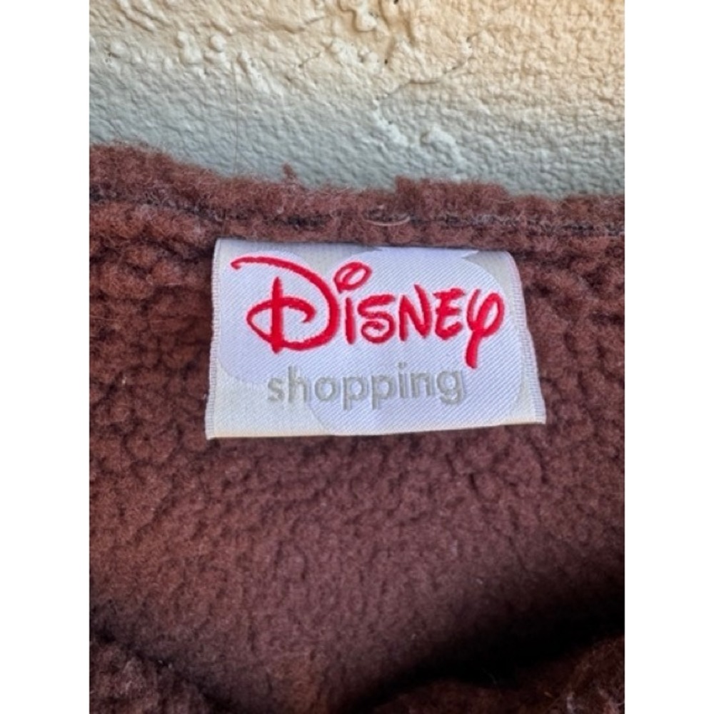 Disney Womens Brown Faux Suede Mickey Sherpa Jacket LARGE Embroidered Cozy - Picture 5 of 9